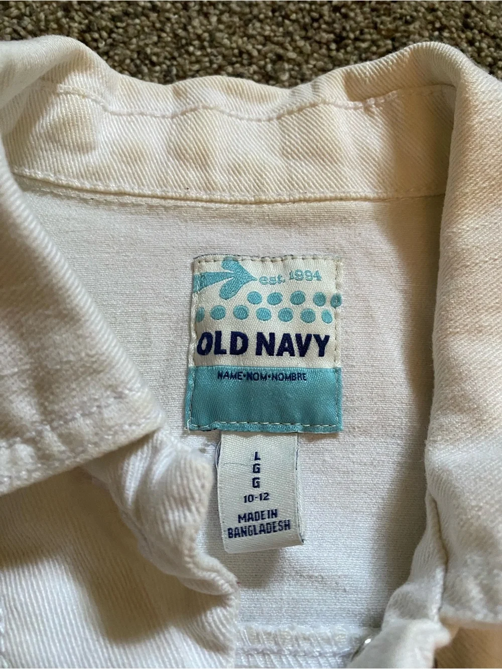 Girl’s Size Large White Denim Jacket